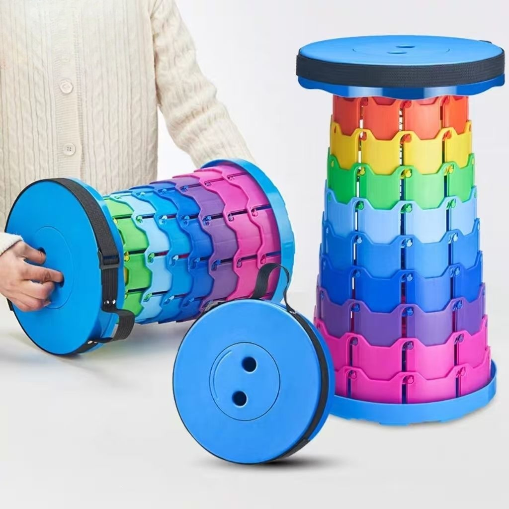 Outdoor Camping Outfit - Rainbow Telescopic Camping Stool Portable Thickened
