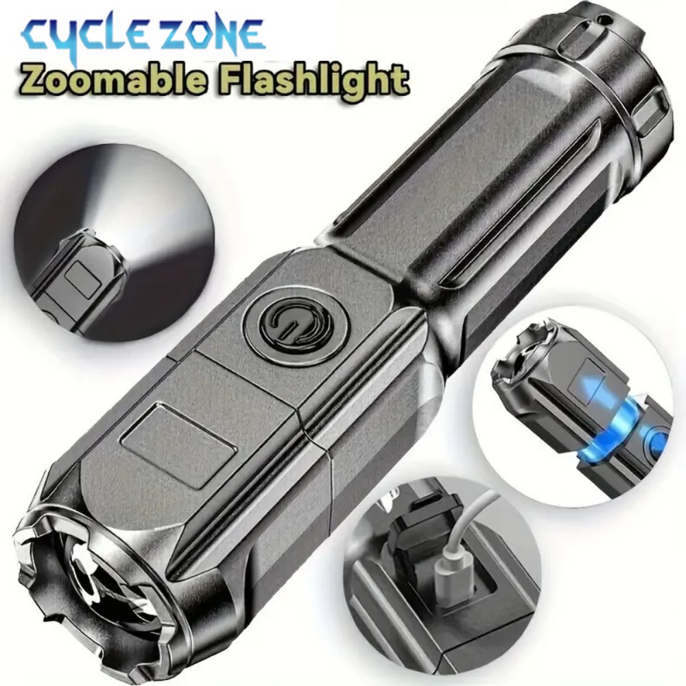 Outdoor Camping Zone - Portable LED Flashlight USB Rechargeable Flashlight