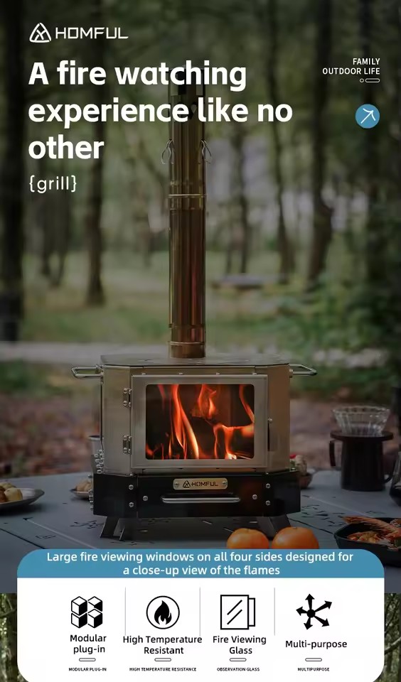HOMFUL Portable Firewood Stove - Outdoor Camping Wood Burning Stove review and price