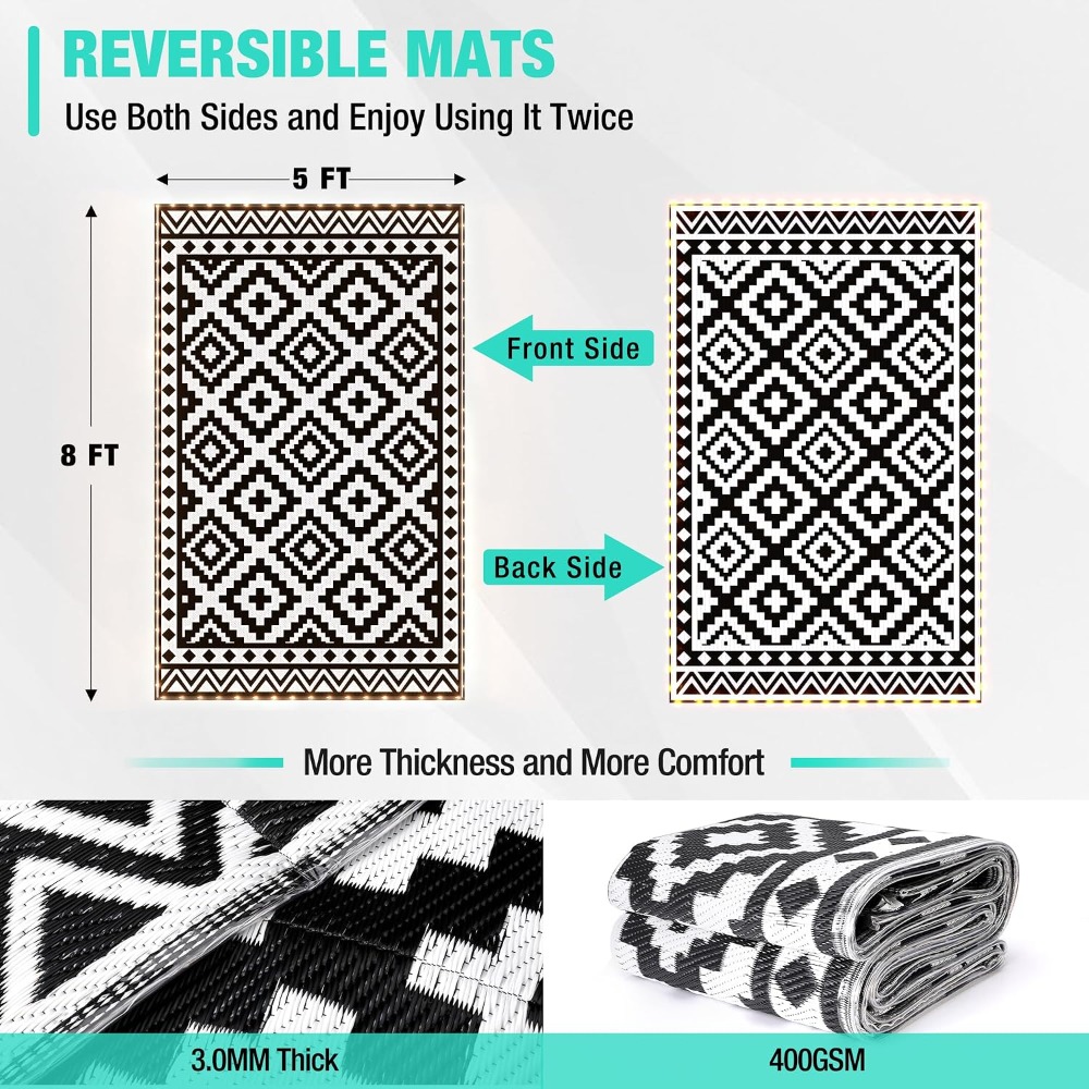 5' X 8' Outdoor Rug With LED S - Outdoor Camping Rug With Led Lights review and price