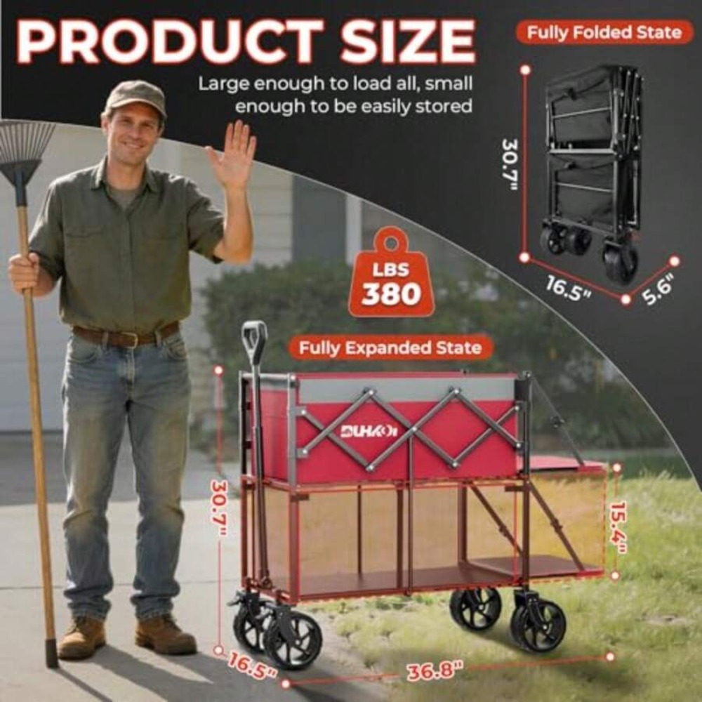 2-Tier Foldable Wagon Cart wit - Outdoor Camping Gear review and price