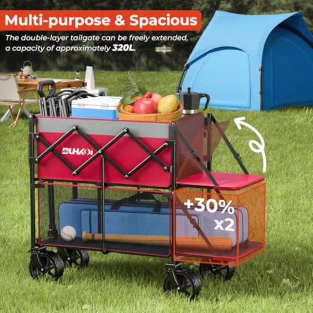 2-Tier Foldable Wagon Cart wit - Outdoor Camping Gear review and price