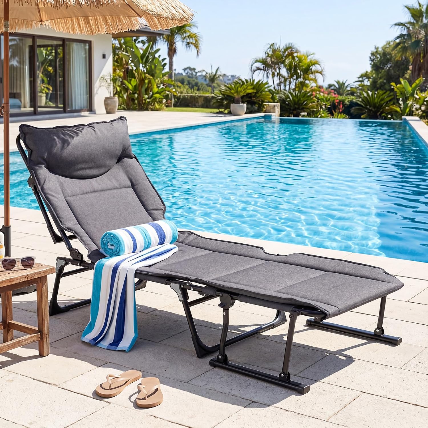 Folding Patio Lounge Chair Set - Outdoor Camping Recliner review and price
