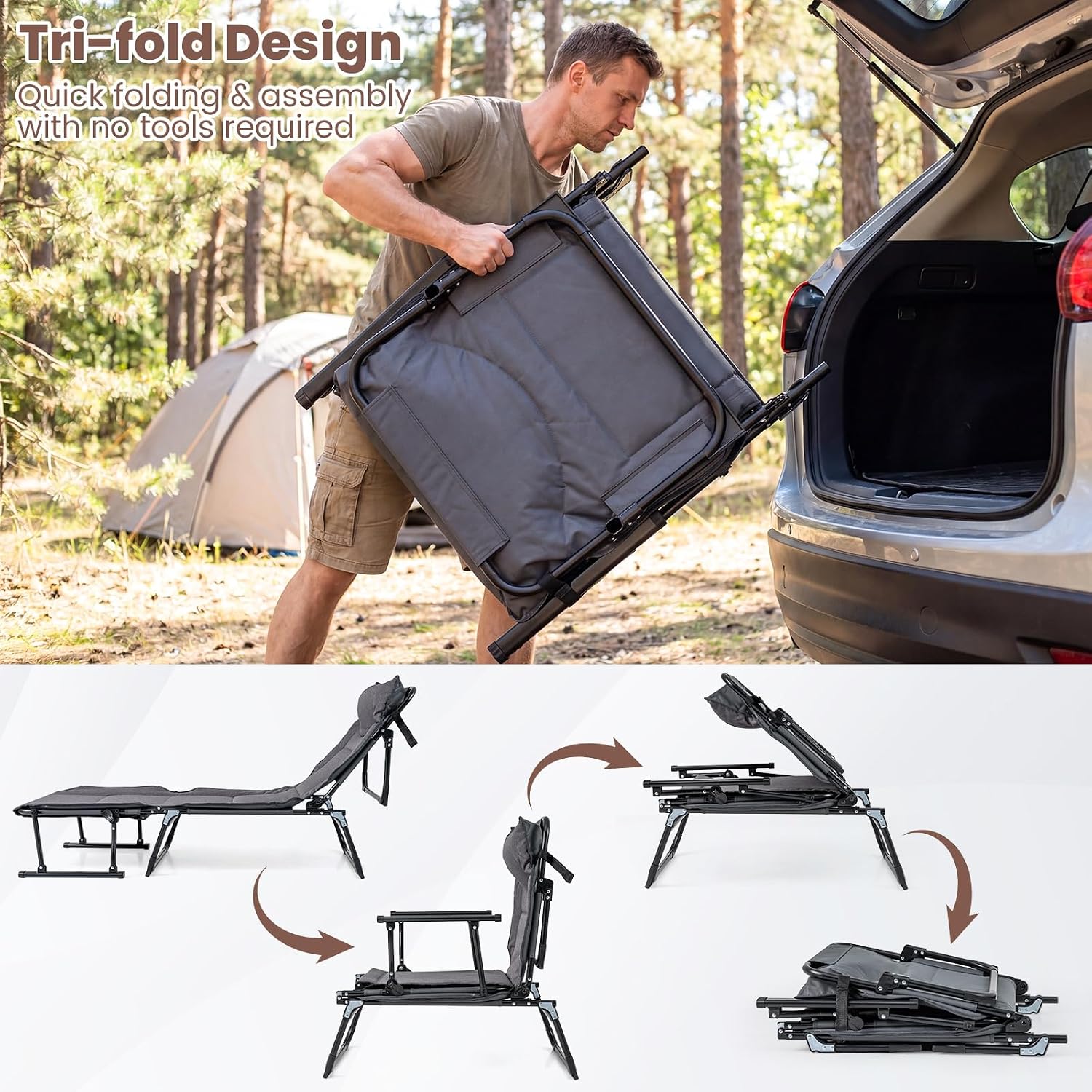 Folding Patio Lounge Chair Set - Outdoor Camping Recliner review and price