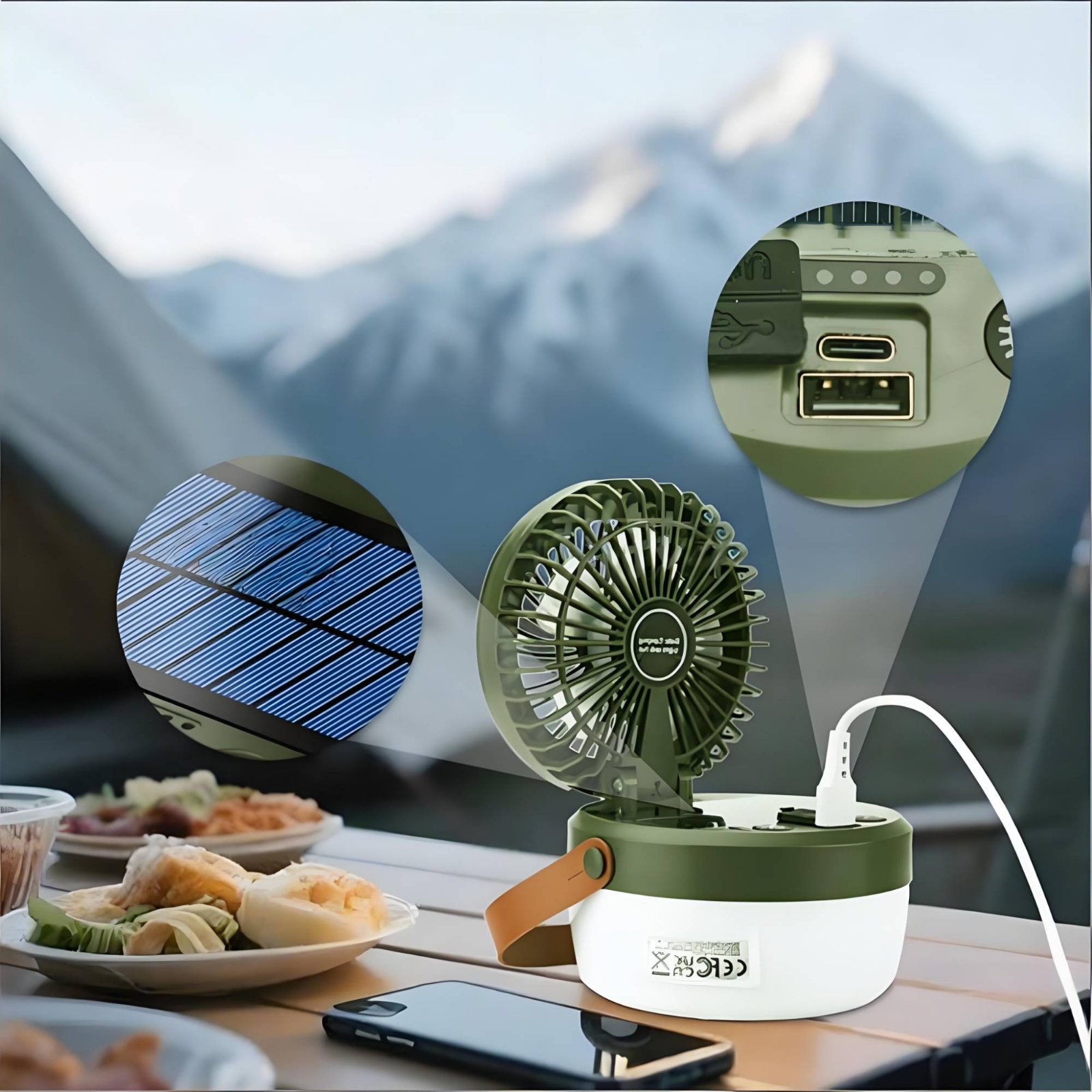 Solar Camping Fan Lantern Fold - Outdoor Camping Gear review and price