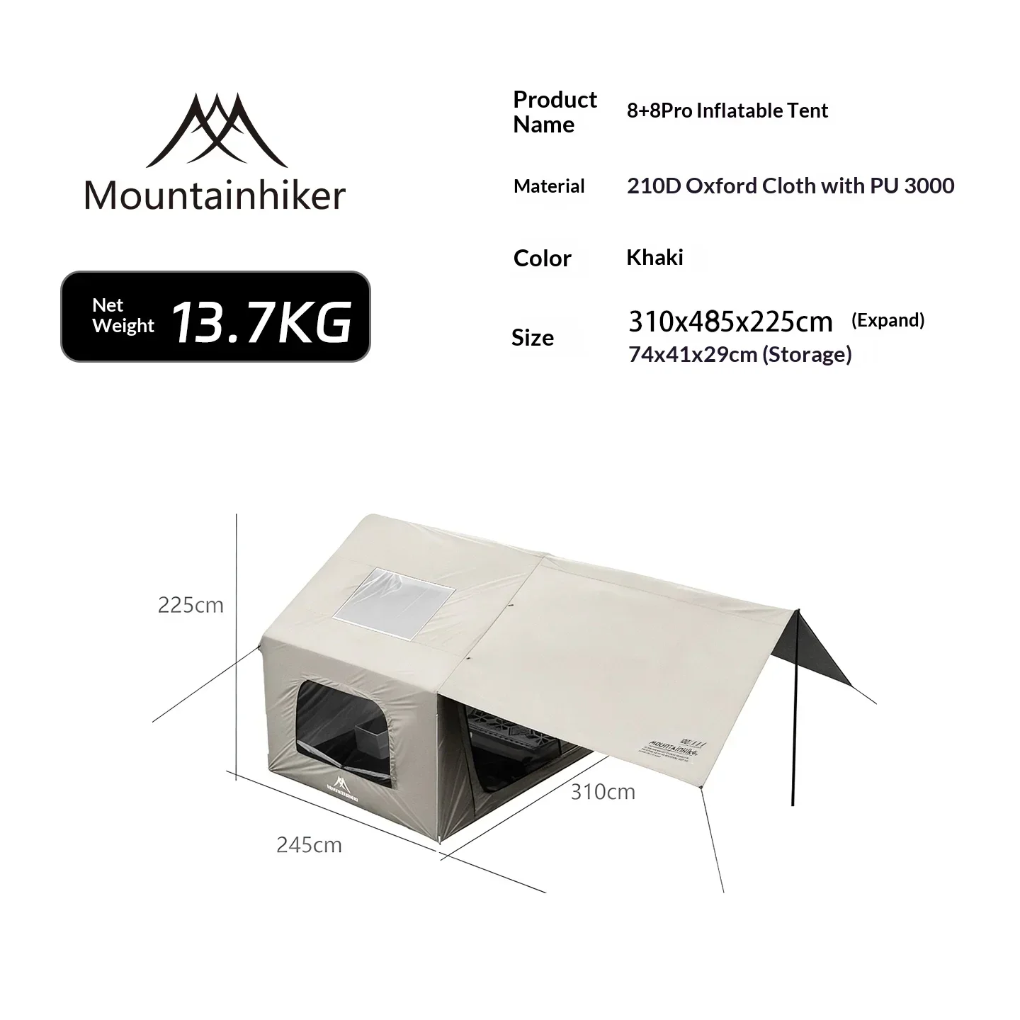 8+8㎡ MOUNTAINHIKER Inflatable  - Outdoor Camping Outfit review and price