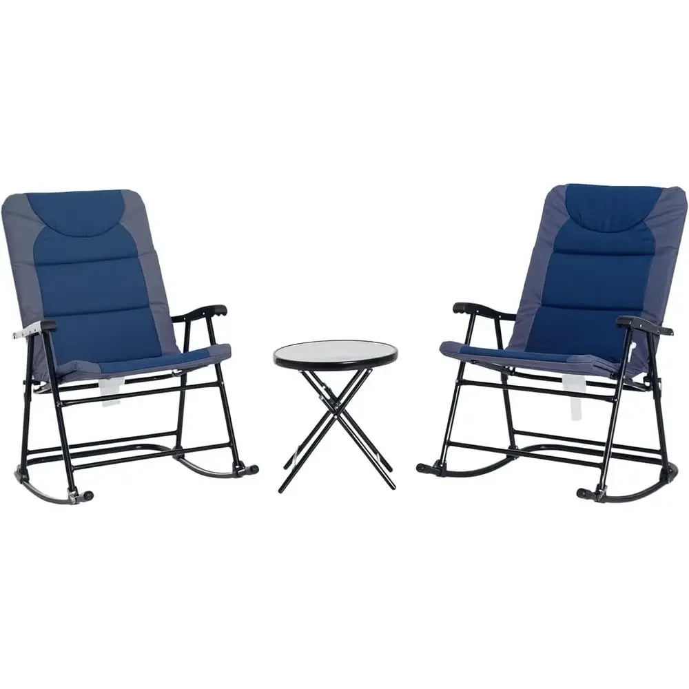 Navy Blue 3-Piece Outdoor Pati - Outdoor Camping Rocking Chair review and price