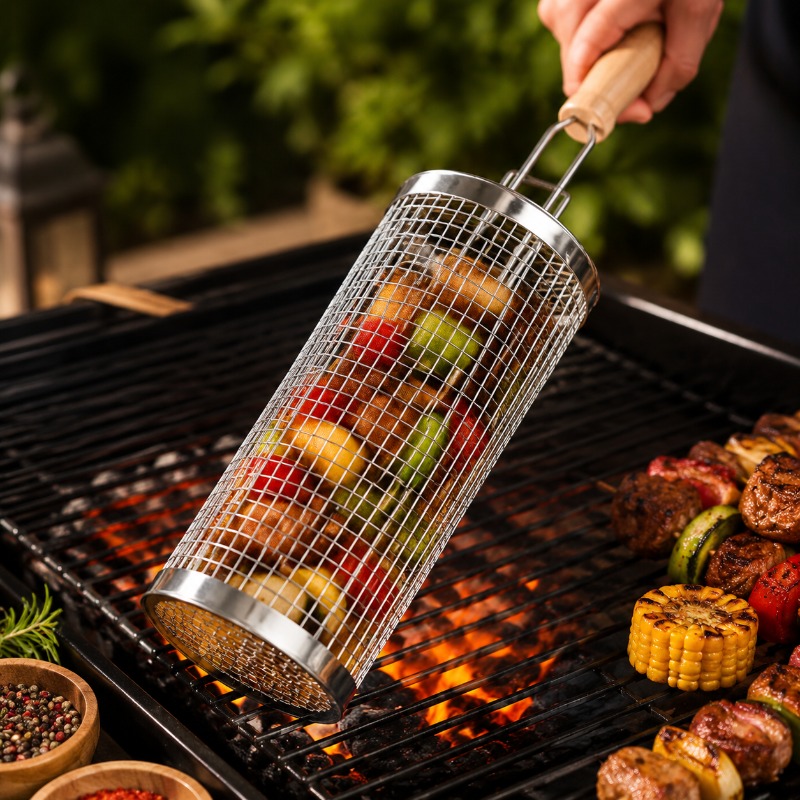 Round Barbecue Grill Basket Se - Outdoor Camping Outfit review and price