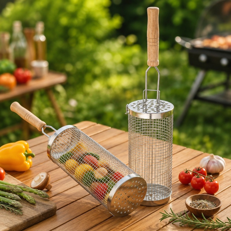 Round Barbecue Grill Basket Se - Outdoor Camping Outfit review and price
