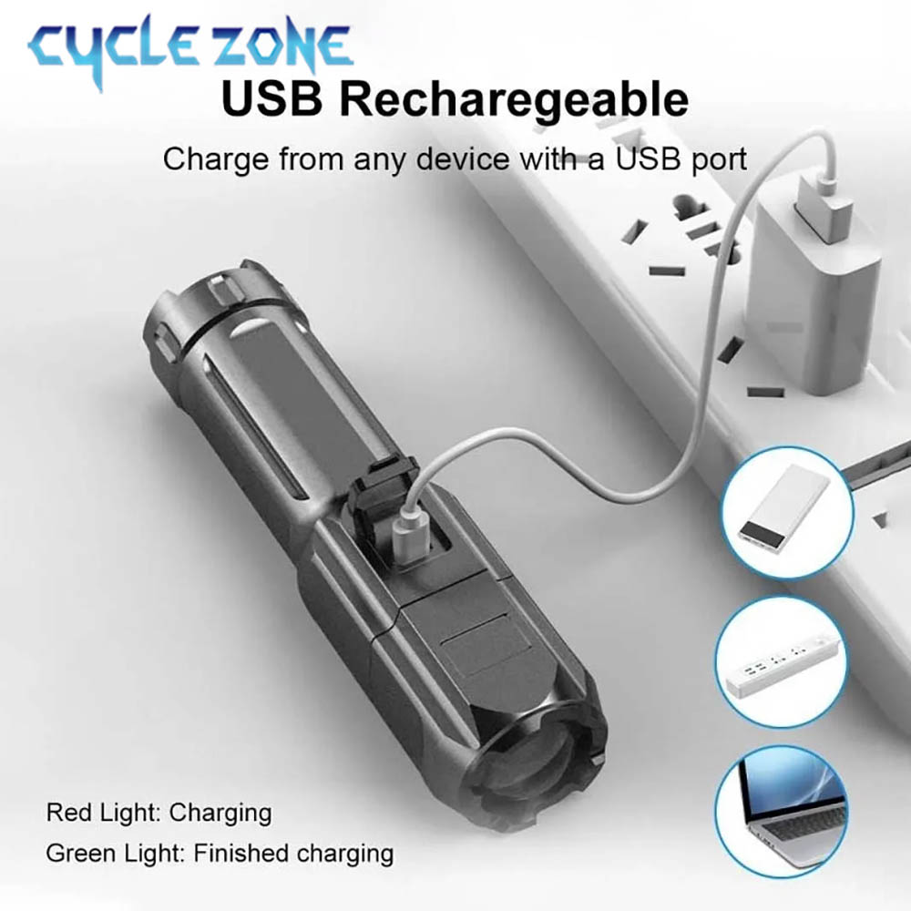 Portable LED Flashlight USB Re - Outdoor Camping Zone review and price